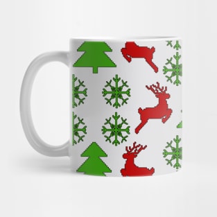 Festive Pixel Parade: Reindeer, Tree, Snowflake No 2 Mug